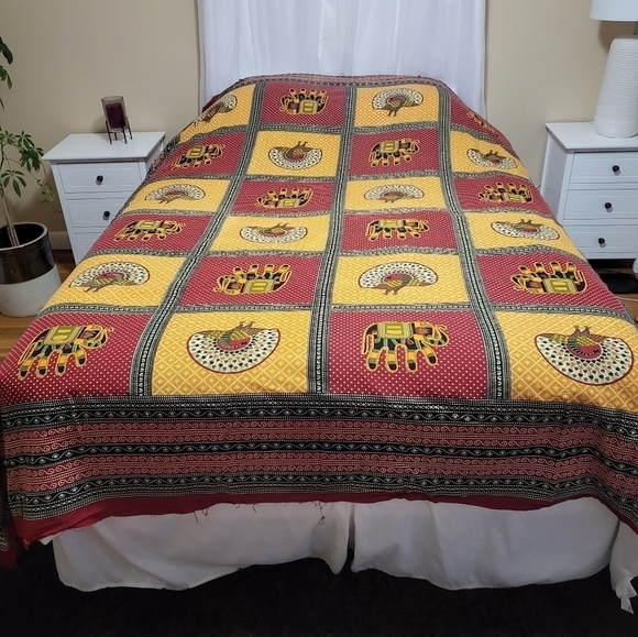 Cotton Fabric Maroon Gold Olive Animals - Multi-Purpose - Picture 1 of 6